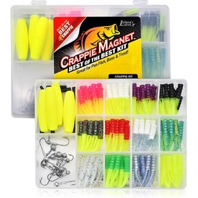 Leland's Lures Crappie Magnet Best of the Best Kit, Fishing Equipment and Accessories, Fishing Lures, 96 Bodies, 15 Double Cross Jig Heads, 4 E-Z Floats in Kuwait