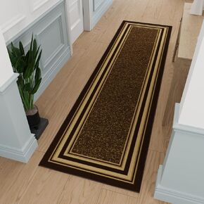 Ottomanson Bordered Brown Ottohome Collection Contemporary, 2'7" x 9'10" in Kuwait