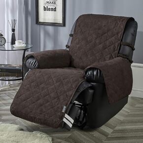 STONECREST Recliner Chair Cover Waterproof - Microsuede Recliner Slipcover for Pets, Recliner Cover Stay in Place (Chocolate, Recliner 34" Regular Oversized & DeepSeat) in Kuwait