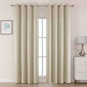 OWENIE Blackout Curtains 63 Inch Length 2 Panels for Bedroom Living Room, Thermal Insulated Grommet Top Drapes, Soundproof Energy Saving Room Darkening Panels, 40" W x 63" L, Stone in Kuwait