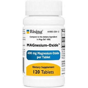 Rising Pharma - MAGnesium Oxide 400mg - Elemental Magnesium Dietary Supplement - 120 count… in Kuwait
