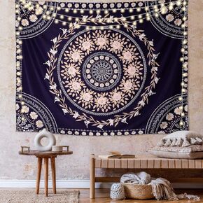 FLY SPRAY Mandala Tapestry Aesthetic,Boho Tapestry Wall Hanging,Pink Floral Medallion Tapestries,Bohemian Wall Art Hippie Decor for Bedroom Living Room Dorm in Kuwait