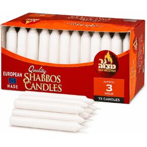 Ner Mitzvah Classic White Taper Candles – 5 Inch Candles - 72 Bulk Pack - for Shabbat Candles, Dinner Tables, Restaurants, Ceremonies and Emergency - 4 Hour Burn Time in Kuwait