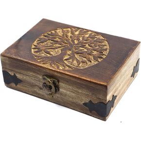 Rosewood Handmade Wooden Urn Tree of Life Engraving Handcarved Jewellery Box for Women-Men Jewel | Home Decor Accents | Decorative Boxes | Storage & Organiser (7" x 5.5" x 3.5", Tree - 10) in Kuwait