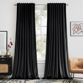EMEMA Navy Blue Velvet Curtains 84 Inch Length 2 Panels Set, Elegant Blackout Curtains for Bedroom, Grommet Thermal Insulated Soundproof Room Darkening Window Drapes for Living Room W42 x L84 in Kuwait
