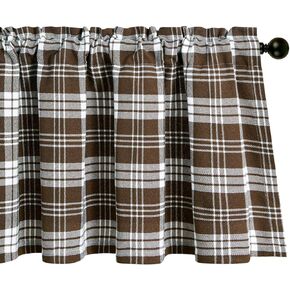 VOGOL Buffalo Check Jacquard Valances, Classical Plaid Pattern Decorative Privacy Valance for Bedroom Windows, 1 Pack Easy Care Curtain Panels for Nursery, 52 x 12 Inches, Mocha in Kuwait