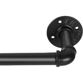 1 Inch Black Curtain Rods for Windows 66 to 130 inch, Industrial Pipe Curtain Rod, Curtain Rod, Outdoor/Indoor Curtain Rods, Rustic Curtain Rod, Rust Resistant Ceiling or Wall Mount, 32 to 120", Black in Kuwait