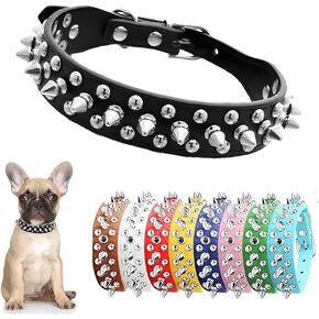 Spiked Dog Collar for Small Dogs Soft PU Leather Spike Puppy Collar Anti Bite Studded Rivet Cat Collar for Kittens Small Medium Pets Like Chihuahua Pug Pit Bull Bulldog, Black XS in Kuwait