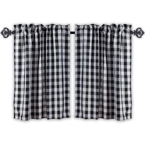 Aiking Home Tiers Small Window Treatment Curtain - 2-Panels Picnic Checkered Pattern Kitchen Curtain Tiers with 2.5-inch Rod Pocket, Polyester (28x30 inch, Red/White) in Kuwait