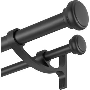 Modern Double Curtain Rods, Matte Nickel Curtain Rod 72-144 Inch Length Drapery Rods with Simple Decorative End Caps 1 Inch Front and 5/8 Inch Diameter Back Dual Curtain Rod Telescoping Window Rods in Kuwait