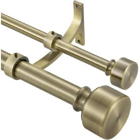 Brushed Nickel Double Curtain Rods, 28-48 Inch, Adjustable, Heavy Duty, Modern End Cap in Kuwait
