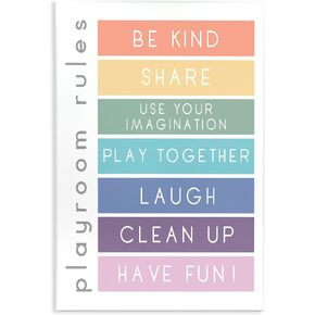 أشرطة قوس قزح للأطفال من Stupell Industries Bold List of Playroom Rules من تصميم Anna Quach Wall Plave، مقاس 33 × 48 سم، متعددة الألوان in Kuwait