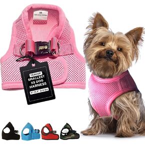 Soft No Pull Step-in Dog Harness Small Dog XXS XS Vest for Teacup, Chihuahua,Yorkie, Pomeranian Dog Vest Harness for Puppy Red Mesh Comfy(2-4 lbs) in Kuwait