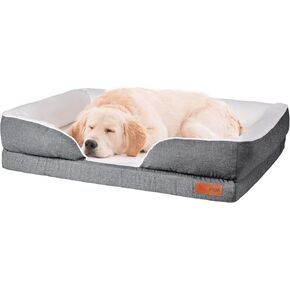 Fida Orthopedic Dog Bed with Memory Foam Base - Dog Lounge Sofa, Removable Washable Cover, Pets Couch Beds for Small Dogs & Cats (Small, Grey) in Kuwait