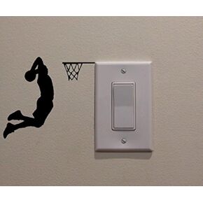 YINGKAI Two Handed Slam Dunk Basketball Player Dunking on Light Switch Decal Vinyl Wall Decal Sticker Art Living Room Carving Wall Decal Sticker for Kids Room Home Window Decoration in Kuwait