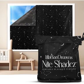 Portable Blackout Curtains (60" x 80") - Travel Blackout Curtains for Baby w/Stars - Portable Blackout Shades w/UV & Thermal Protection - 20 Suctions & Velcro Blackout Curtains - Stick on Curtains in Kuwait