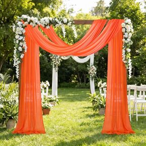 DUOBAO Wedding Arch Draping Fabric 18ft Black Chiffon Fabric for Draping Ceiling 2 Panels Chiffon Fabric Drapery Wedding Arch Drapes Garden Party Floral Decor (W 29" x L 18ft, Black) in Kuwait