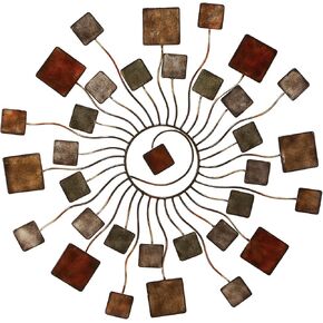 Deco 79 63515 Iron Decor Brown And Blue, Wall Art 24" x 1" x 24" in Kuwait
