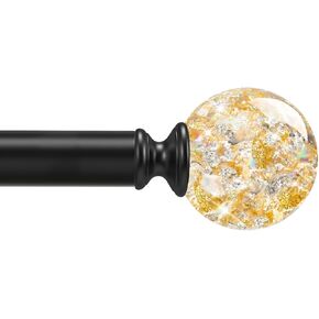 Gold Decorative Crystal Curtain Rods:36-88 Inch Heavy Duty Adjustable Window Curtains Rods for Bedroom Living Room,Brass Golden Modern Girly Acrylic Drapery Rods with Sheer Bling Foil Finials in Kuwait