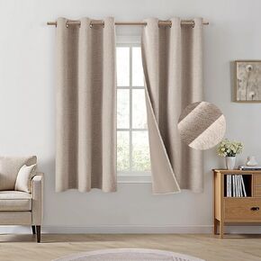 HOMEIDEAS 100% Blackout Curtains 52 X 96 Inches Faux Linen Curtains Blush Pink Room Darkening Curtains 2 Panels Thermal Insulated Grommet Window Curtains/Drapes with Liner for Nursery/Kids Room in Kuwait