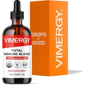 Vimergy Total Immune Blend TM*– Fast-Absorbing Immune Support – All-Season, Zinc, Thyme, & Mullein Drops – Non-GMO, Vegan, USDA Organic, 57 serv (115 mL) in Kuwait