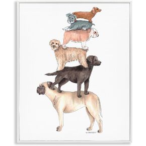 Stupell Industries Mixed Stacked Dog Breeds Standing Balancing Illustration, Design by Dishique in Kuwait