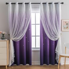 Anytime Dream Star Blackout Curtains for Kids Rooms Girl Princess Curtain for Daughter Bedroom Window (Blue,1 Panel,W52 x L63inch) in Kuwait