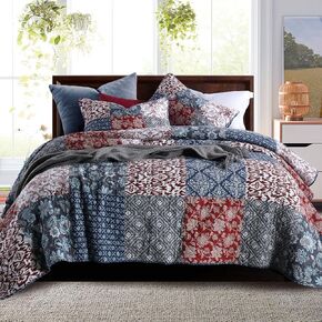 Secgo Imports Velvet King Size Comforter Set- Cotton & Velvet Quilt King Size Set, Red, Black bedspreads (96 * 108 Inch) with 2 Pillow Shams, Patchwork Reversible Lightweight Bedding in Kuwait