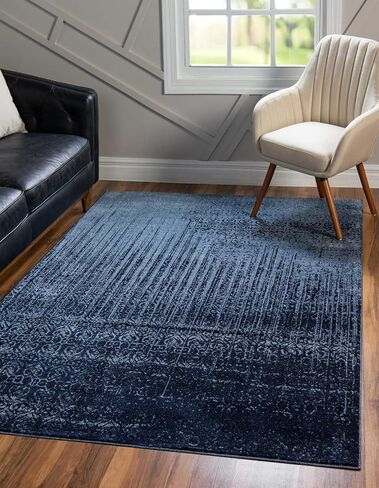 Unique Loom Del Mar Collection Area Rug - Jennifer (7' 10" Round, Blue/ Navy Blue) in Kuwait