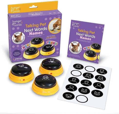 Hunger For Words Talking Pet Next Words Names - 3 Piece Set of Recordable Speech Buttons for Dog Training, Dog Buttons for Communication | Games & Stuff for Dogs in Kuwait