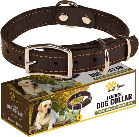 Heavy Duty Black Leather Dog Collar - Soft and Strong Dog Collar for Puppy or Small Dogs (Small: Fit 10" - 14.5" Neck, Black) in Kuwait