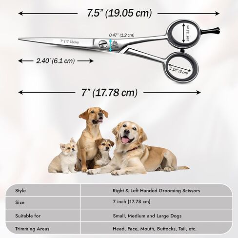ARSUK Dog Grooming Scissors Straight 7-inch, Pet Hair Cutting Shears for Large & Small Dogs, Cats & Horses - Stainless Steel in Kuwait