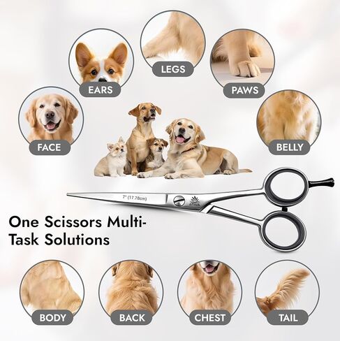 ARSUK Dog Grooming Scissors Straight 7-inch, Pet Hair Cutting Shears for Large & Small Dogs, Cats & Horses - Stainless Steel in Kuwait