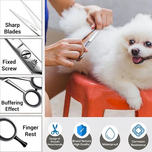 ARSUK Dog Grooming Scissors Straight 7-inch, Pet Hair Cutting Shears for Large & Small Dogs, Cats & Horses - Stainless Steel in Kuwait