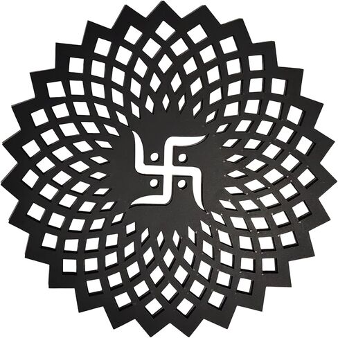 My Dream Carts Golden Om Round Decorative Wall Art Mdf Wooden Om Chakra For Temple, Living Room, Bedroom, Office, Hotel, Home Decor Items, Gift Item, Mandala Wall Hanging For House Decoration 15x15cm in Kuwait