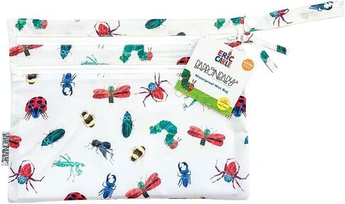 حقيبة BapronBaby Eric Carle Food Parade الرطبة والجافة - مقاومة للماء وجيبين بسحاب - قابلة لإعادة الاستخدام لوقت الوجبات والحفاضات وعربة الأطفال والوجبات الخفيفة وملابس السباحة - يمكن غسلها في الغسالة - 11 بوصة × 9 بوصة in Kuwait