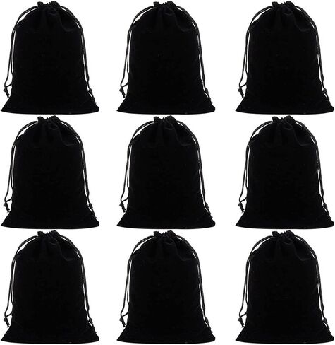 Snadulor 20 قطعة من أكياس الرباط المخملية ذات اللون الصلب للمجوهرات والحفلات والهدايا المخملية وحقائب الحلوى، 2.8 بوصة × 3.6 بوصة، أخضر in Kuwait