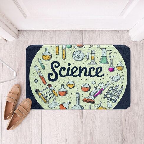 Erosebridal Science Theme Kids Rugs Boys Girls Science Formula Print Back to School Doormat Math Chemical Style Bath Mat for Teens Kids Laboratory Decor Area Rugs Blue 16"x24" in Kuwait
