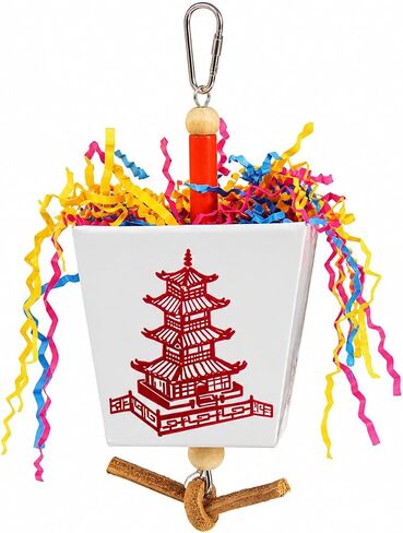 Bonka Bird Toys 3874 Duo Take Out Small Medium Bird Toy Oyster Pail Treat Box Foraging Paper Chew Shred Cockatiel Parakeet Conures and Other Similar Birds in Kuwait