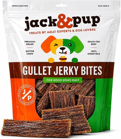 Jack&Pup Gullet Jerky | 6" Beef Gullet Jerky Chew for Small Dogs | Single Ingredient Dog Treats with Glucosamine for Natural Joint Support (25 Pk) in Kuwait