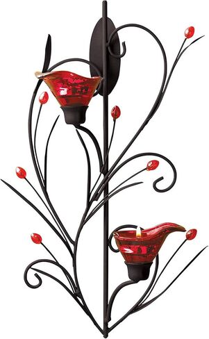 Gifts & Decor Ruby Blossom Tealight Candle Holder Wall Sconce Decor, No Size, Scarlet in Kuwait