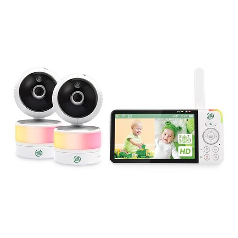 LeapFrog LF915-2HD Baby Monitor, 2 Cameras, 5" 720p Screen, 360° Pan-Tilt-Zoom, Color Night Vision, Night Light, Two-Way Intercom, Secured Transmission No WiFi in Kuwait