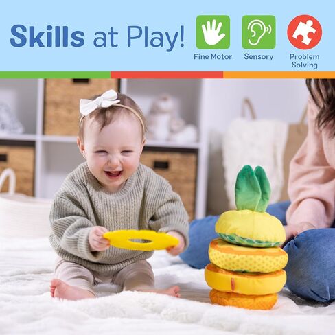 Melissa & Doug Pineapple Soft Stacker Sensory Toys for Babies 6-12 Months | Early Development & Activity Toys 6 Months+ Baby Toys | Soft Play Food Baby Toys 6 Months Plus | Baby Girl & Baby Boy Toys in Kuwait