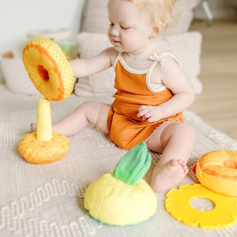 Melissa & Doug Pineapple Soft Stacker Sensory Toys for Babies 6-12 Months | Early Development & Activity Toys 6 Months+ Baby Toys | Soft Play Food Baby Toys 6 Months Plus | Baby Girl & Baby Boy Toys in Kuwait