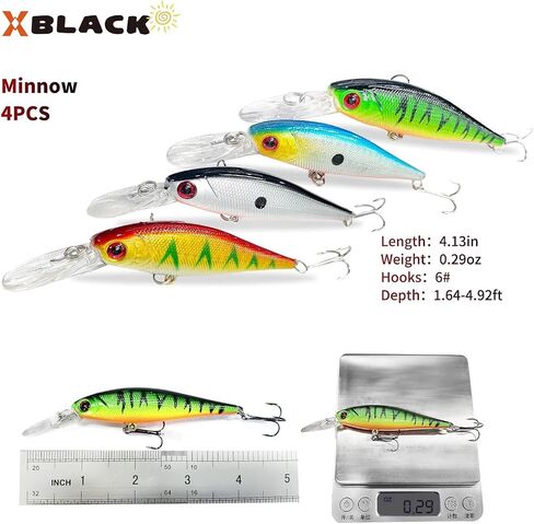 مجموعة طعوم الصيد الصلبة XBLACK من Minnow Popper Jointed VIB Shrimp Frogs CrankBaits للمبتدئين المبتدئين، طعوم XBLACK، صيد الأسماك الكبيرة! in Kuwait