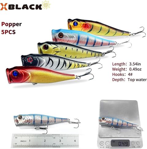 مجموعة طعوم الصيد الصلبة XBLACK من Minnow Popper Jointed VIB Shrimp Frogs CrankBaits للمبتدئين المبتدئين، طعوم XBLACK، صيد الأسماك الكبيرة! in Kuwait