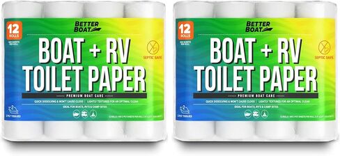 Boat and RV Toilet Paper Septic Safe Tissue Toilet Quick Dissolving 12 Single (1) Rolls for Marine and Travel Camper Systems Camping Biodegradable Supplies Dissolve and Tank Safe | TP Bulk Pack 2 Ply in Kuwait