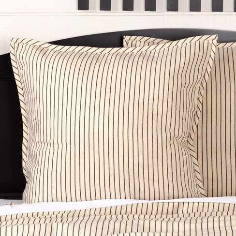 Piper Classics Katie's Vintage Stripe Tier Curtains, Set of 2, 24" Long, Urban Rustic Farmhouse Boho Style Café Curtain, Natural Cream w/Black Stripes in Kuwait