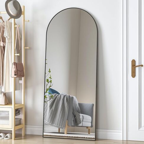 CONGUILIAO 64"x21" Full Length Mirror, Arched Floor Mirror, Full Body Mirror Standing Hanging or Leaning, Aluminum Frame Arched Wall Mounted Mirror Dressing Mirror for Bedroom Living Room, Gold in Kuwait