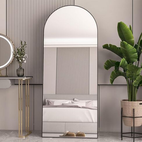 CONGUILIAO 64"x21" Full Length Mirror, Arched Floor Mirror, Full Body Mirror Standing Hanging or Leaning, Aluminum Frame Arched Wall Mounted Mirror Dressing Mirror for Bedroom Living Room, Gold in Kuwait